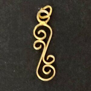 Antique Vintage Double S Swirl Gold Fill Pendant Charm Estate Twist 7/8" x 1/4"